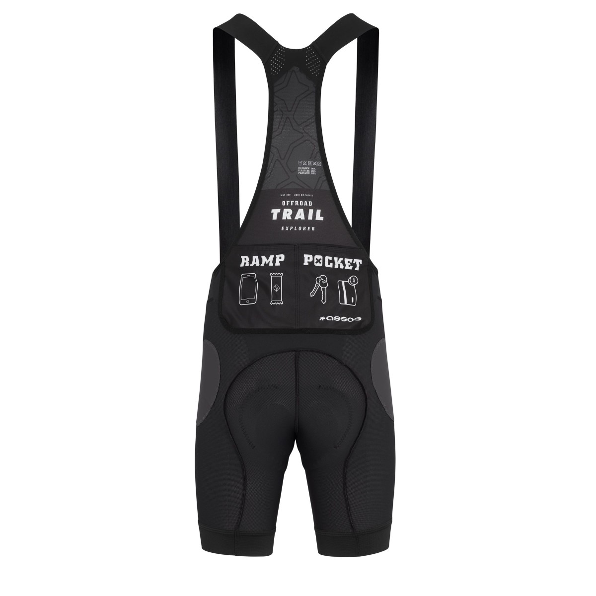 Велотрусы ASSOS Trail Liner Bib, на лямках, мужские, черные, XLG фото 2