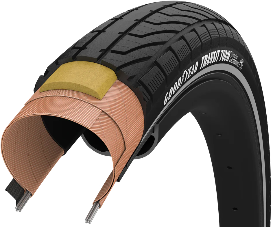 Покрышка 27.5x2.00 (50-584) GoodYear Transit Tour S3:Protection, Wire, Black + reflective strips, 60tpi фото 