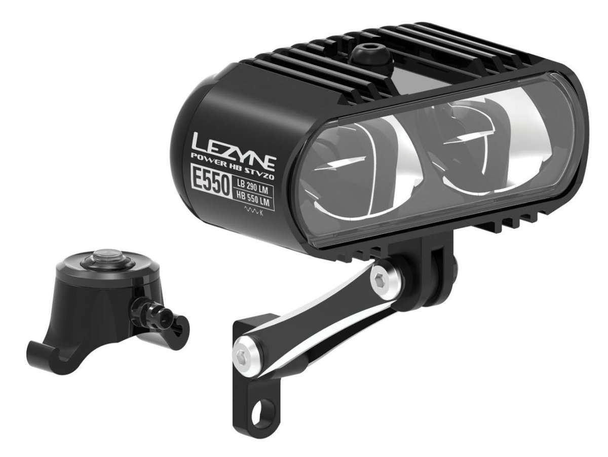 Фара передняя для электровелосипеда Lezyne EBIKE POWER HB STVZO E550, 550 люмен, 2 режима, черная фото 