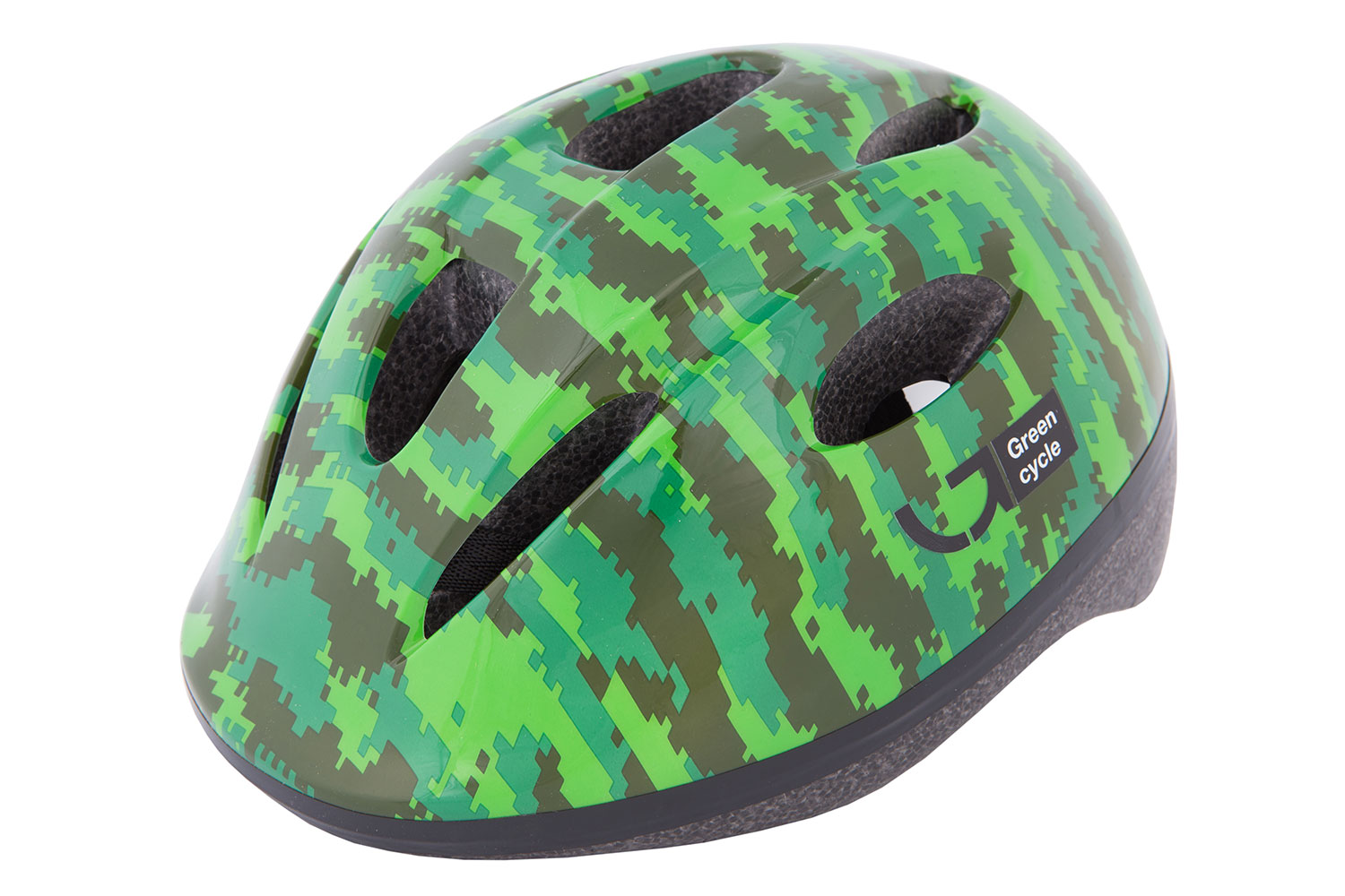 Шлем детский Green Cycle Pixel размер 50-54см хаки/зелёный/салатовый лак фото 