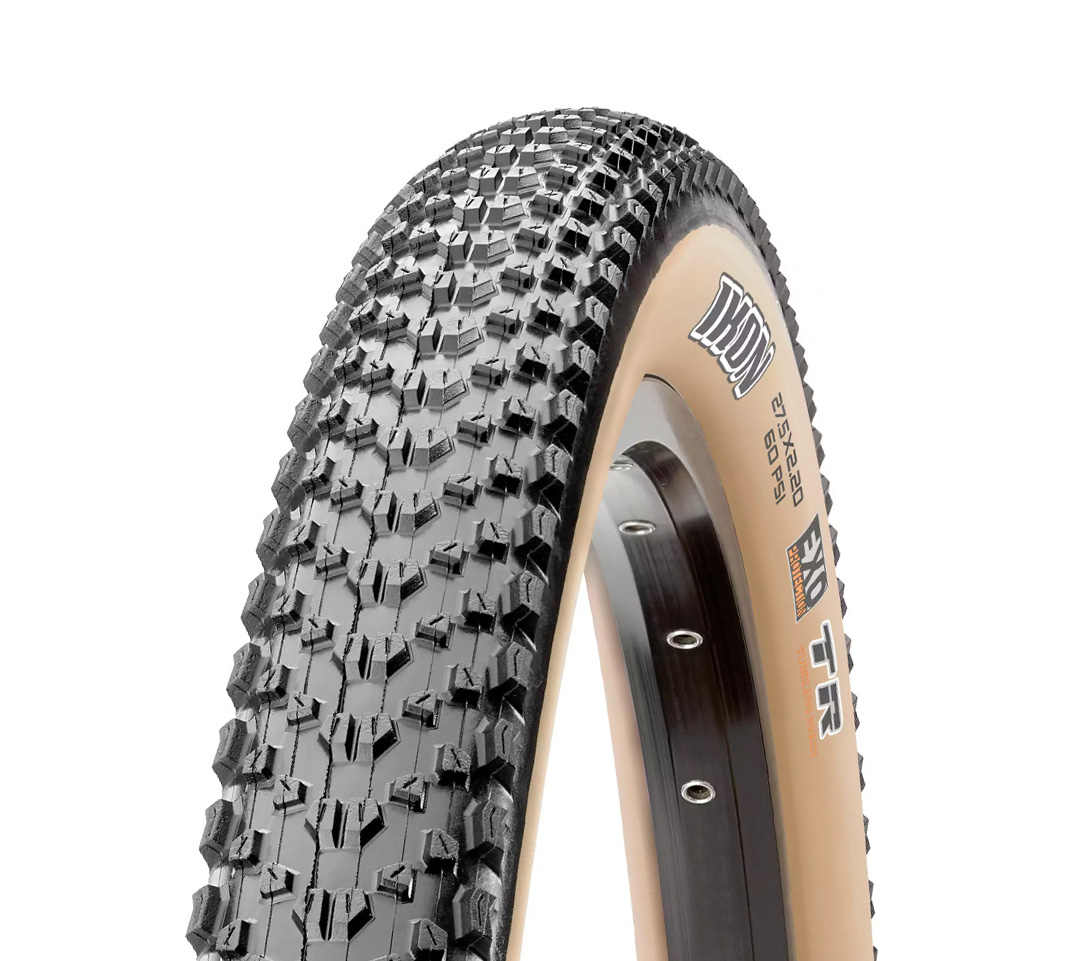 Покрышка 29x2.20 Maxxis Ikon (57-622) 60TPI, EXO/TR/Tanwall, Foldable, черная с коричневой боковиной фото 