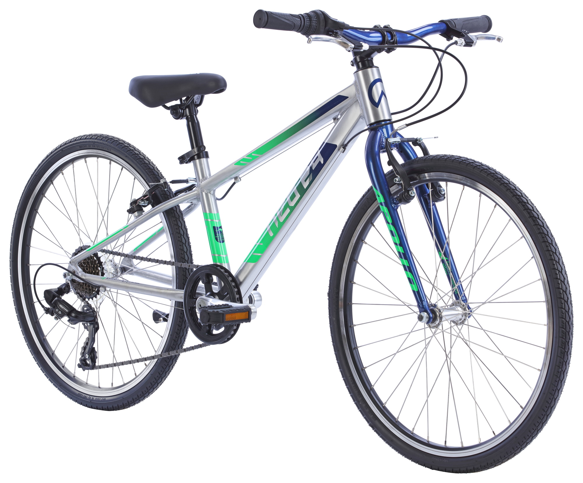Велосипед 24" Apollo NEO 7s boys Brushed Alloy / Navy Blue / Neon Green Fade фото 2