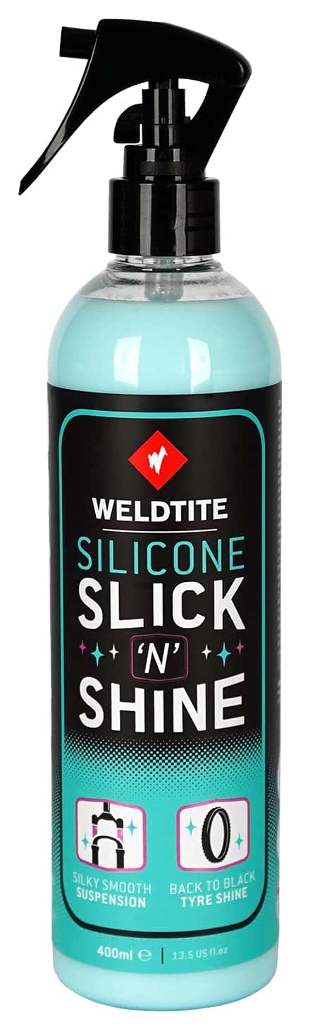 Силиконовая защита и блеск Weldtite 03042 Silicone Slick 'N' Shine для ног вилок и покрышек, спрей, 400мл фото 