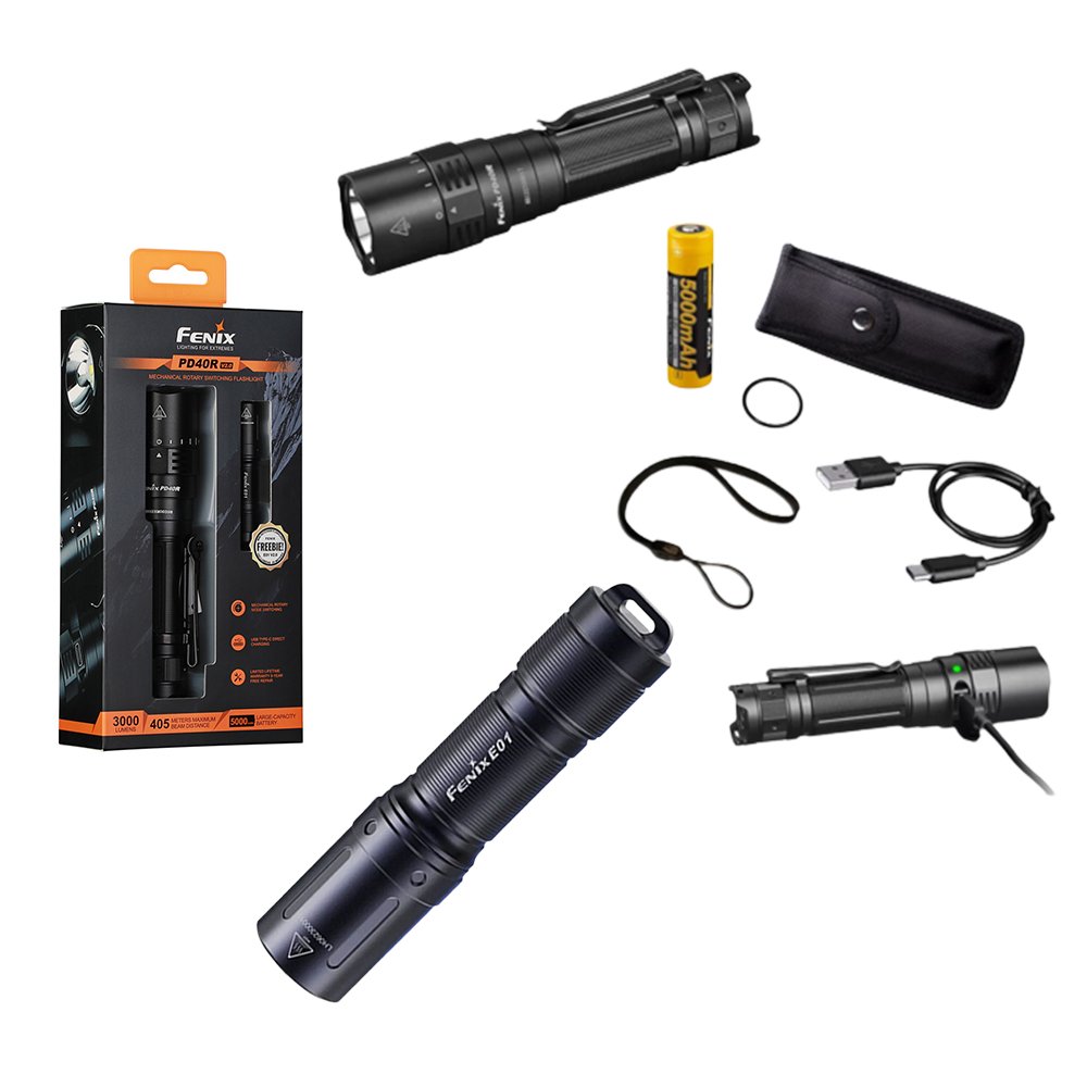 Комплект ліхтар ручний Fenix PD40R V2.0 + ліхтар ручний Fenix E01 V2.0 фото 