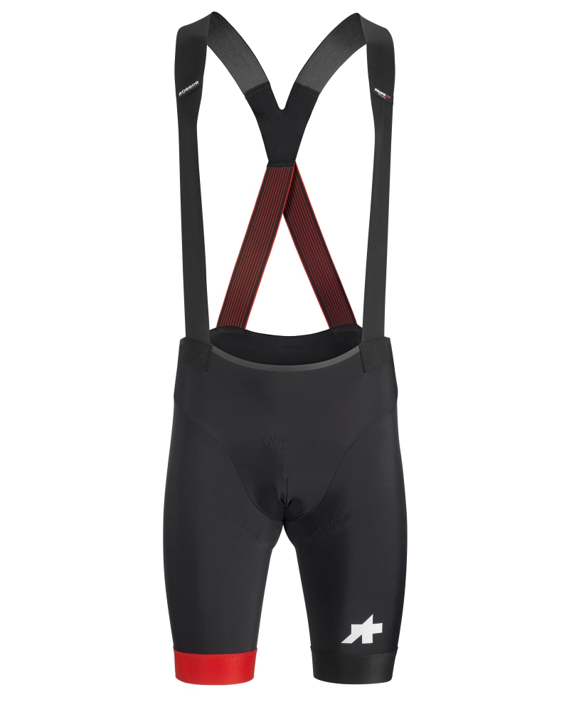 Велотрусы ASSOS Equipe RS Bib, на лямках, мужские, черные с красным, L  фото 