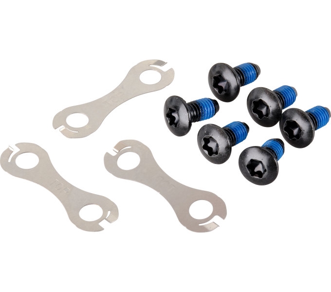 Фиксирующие болты и стопорные шайбы Shimano для монтажа 6-болт. ротора, комплект 6 шт фото 