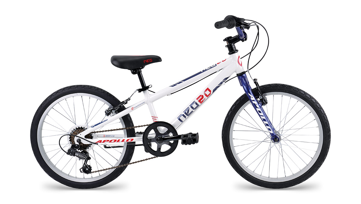 Велосипед 20 "Apollo NEO boys Geared gloss White/gloss Navy Blue/gloss Red фото 