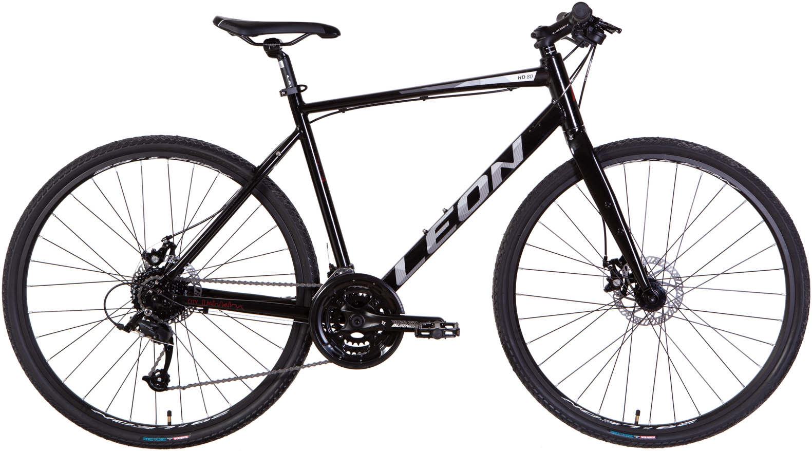Велосипед 28" Leon HD-80 DD рама - 21" чорно-білий з червоним A2 фото 