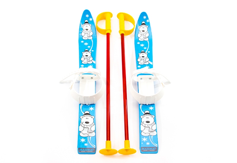 Лыжи с палками Marmat детские пласт., длина-70см синий фото 