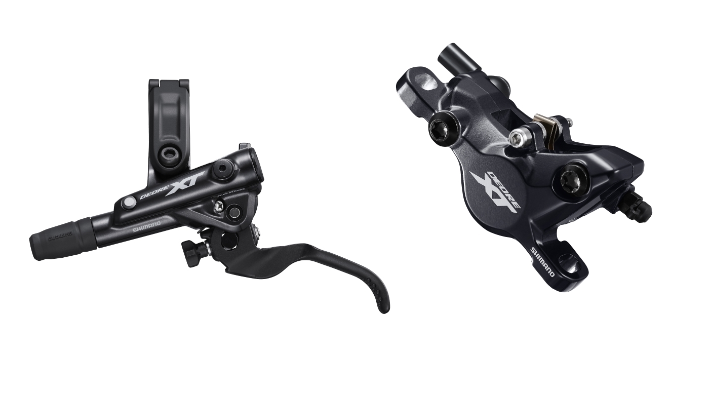 Тормоз дисковый гидравлический Shimano M8100 DEORE XT, левая ручка, калипер, J-kit гидролиния 1000мм, передний фото 1