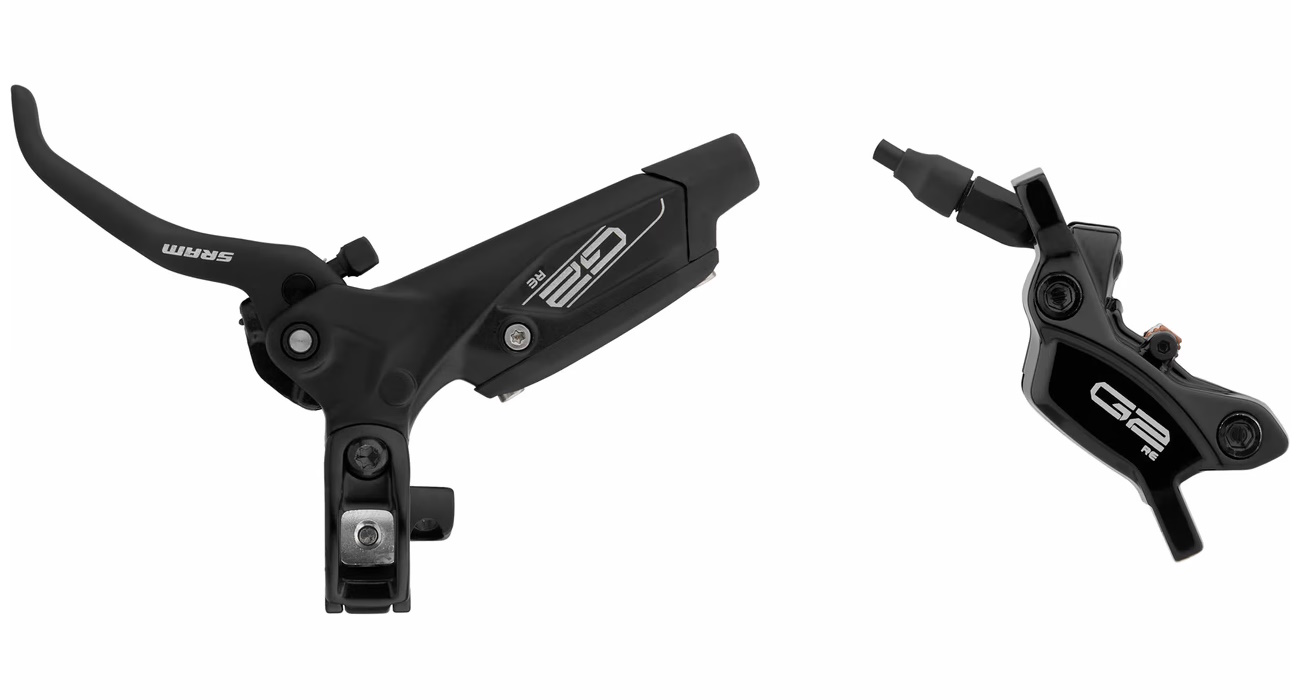 Гальмо дискове гідравлічне Sram G2 RE, переднє (ліва ручка, каліпер 4-поршневий, гідролінія 950 мм) фото 1