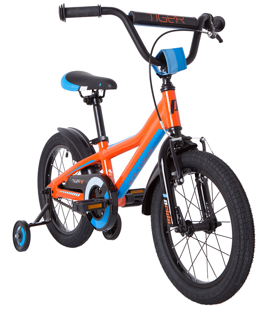 Велосипед 16" Pride TIGER оранжевый/голубой/белый 2018 фото 2