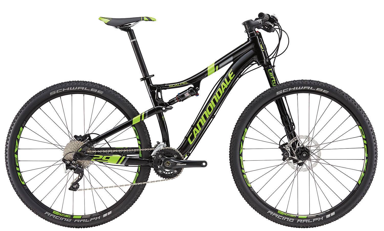 Велосипед 29" Cannondale SCALPEL 4 рама - XL черный с зеленым REP 2016