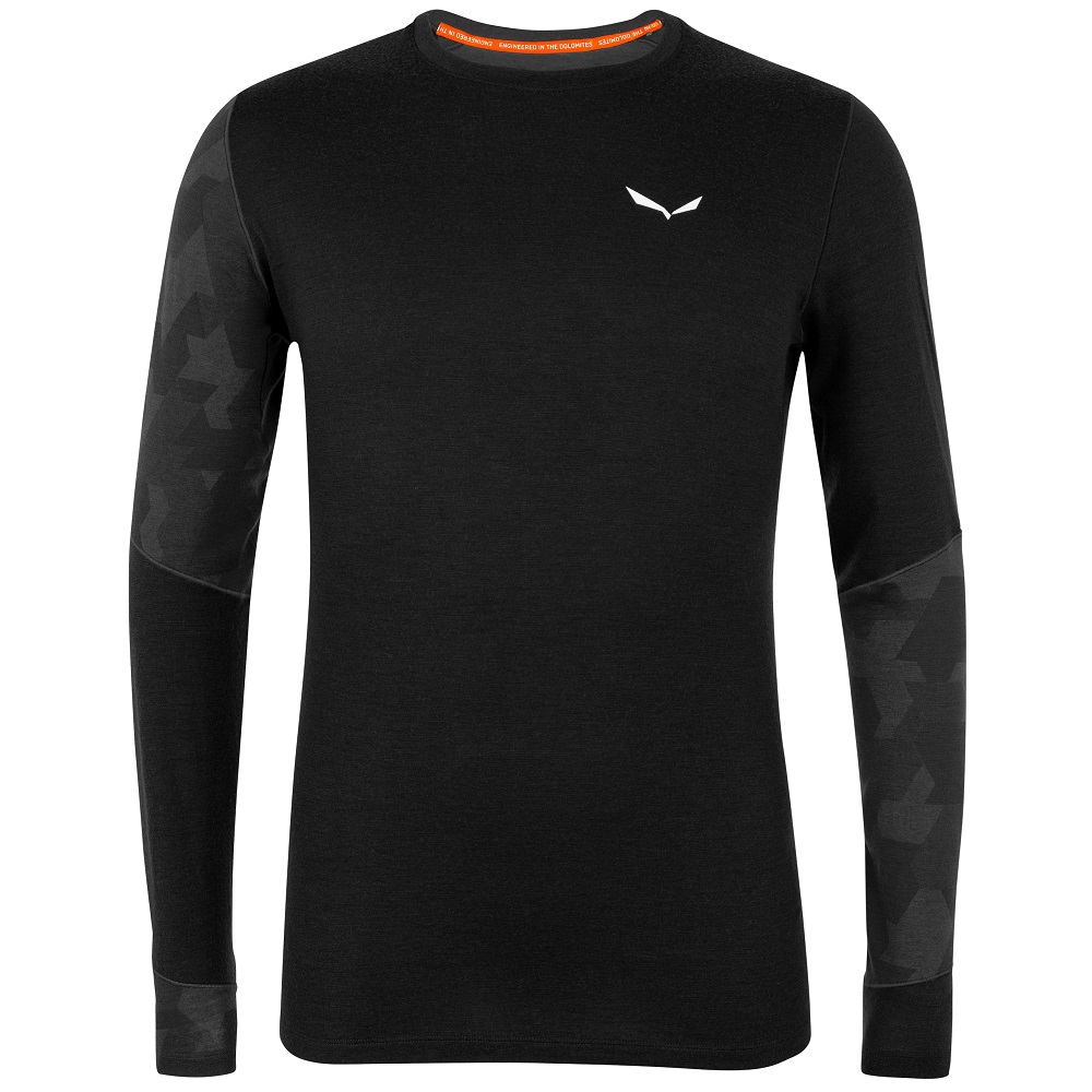 Термофутболка Salewa CRISTALLO WARM AMR M L/S TEE 28205 0910 мужская, размер 48/M, черная фото 
