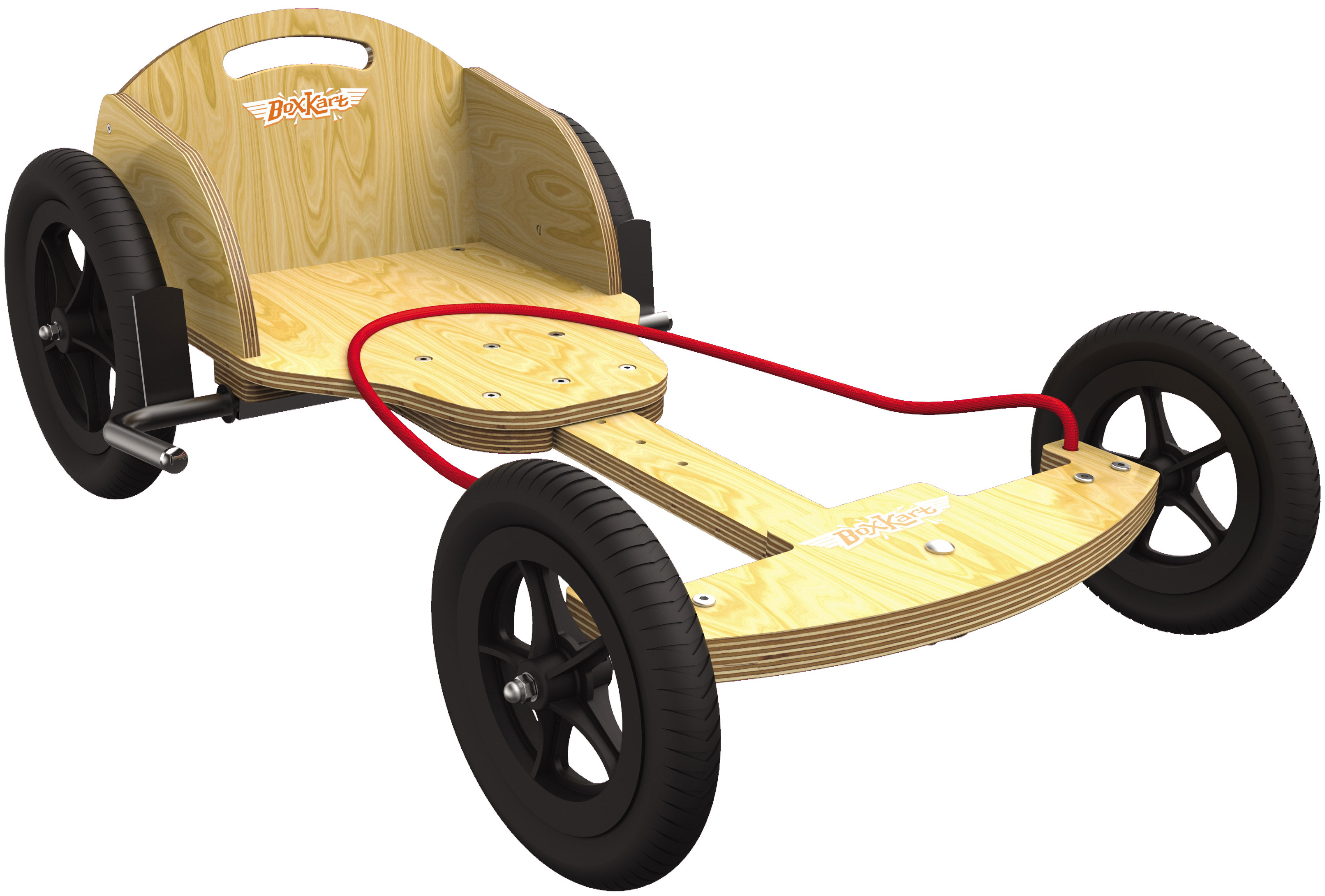 Карт дитячий Kiddimoto Box Kart фанерний, колір натуральне дерево фото 