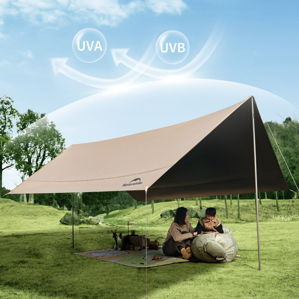 Тент Naturehike CNK2350WS015, 500х380 см, бежевый фото 6