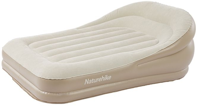 Матрац надувний Naturehike CNK2300DZ020, 180x132x60 см, вбудований насос для надування, бежевий фото 