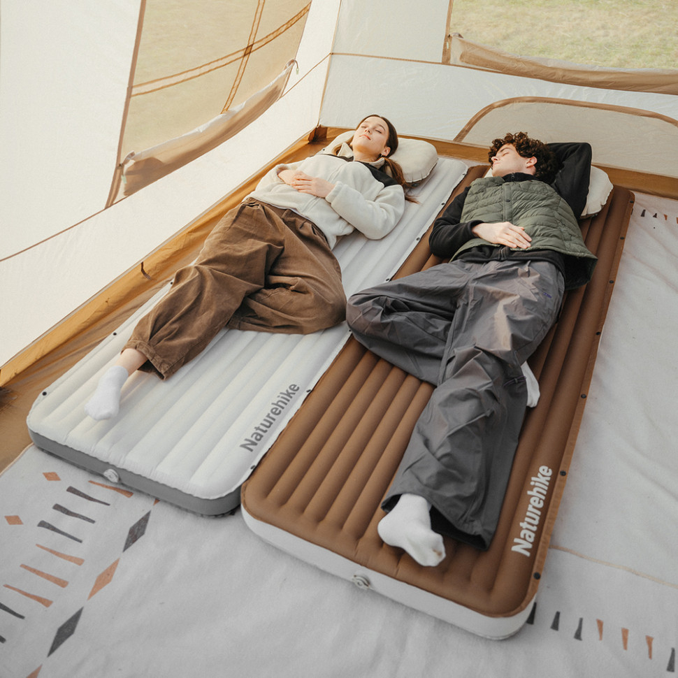 Матрас надувной Naturehike CNK2450WS035, 198х68х9.5 см, встроенный насос для надувания, коричневый фото 2