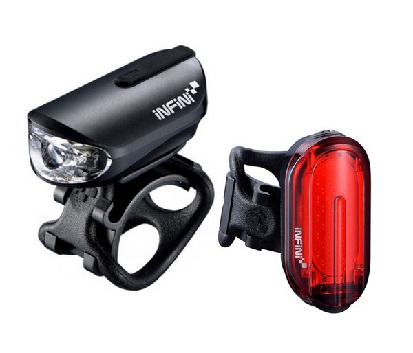 Комплект мигалок Infini OLLEY I-210P + I-210R, 4 режима + 7 режимов , USB кабель, с крепл. фото 