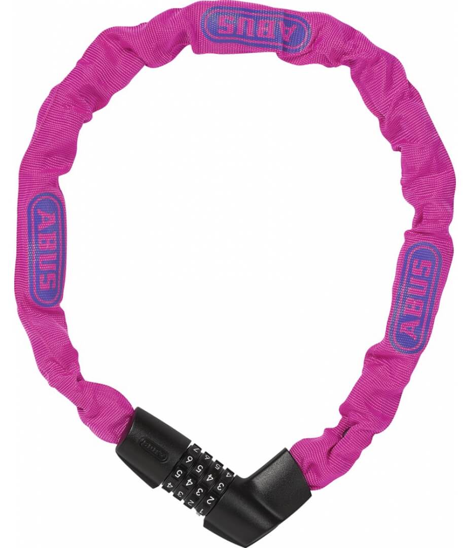 Замок ABUS TRESOR 1385/75, цепь 6x75, кодовый на 4 цифры, Neon Pink фото 
