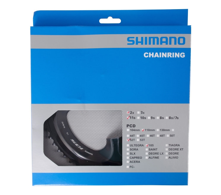 Звезда к шатуну Shimano FC-R7000 105, 52T, 2Х11-ск., MT, для 52-36T, черн. фото 