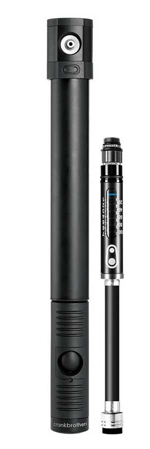 Мининасос Crankbrothers KLIC HV GAUGE, алюминиевый, с манометром, presta/schrader, 110psi / 7.6 bar, черный фото 