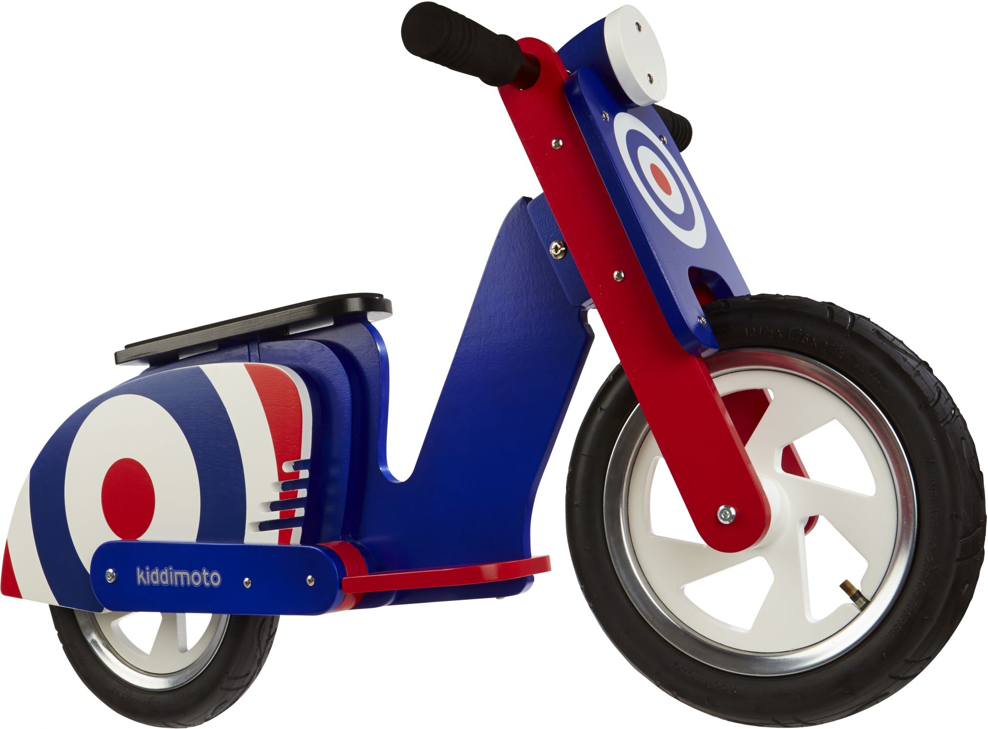 Беговел 12" Kiddimoto Scooter деревянный, синяя мишень фото 