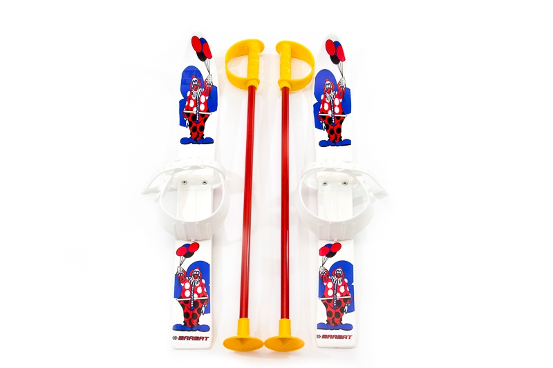 Лыжи с палками Marmat детские пласт., длина-70см белый фото 