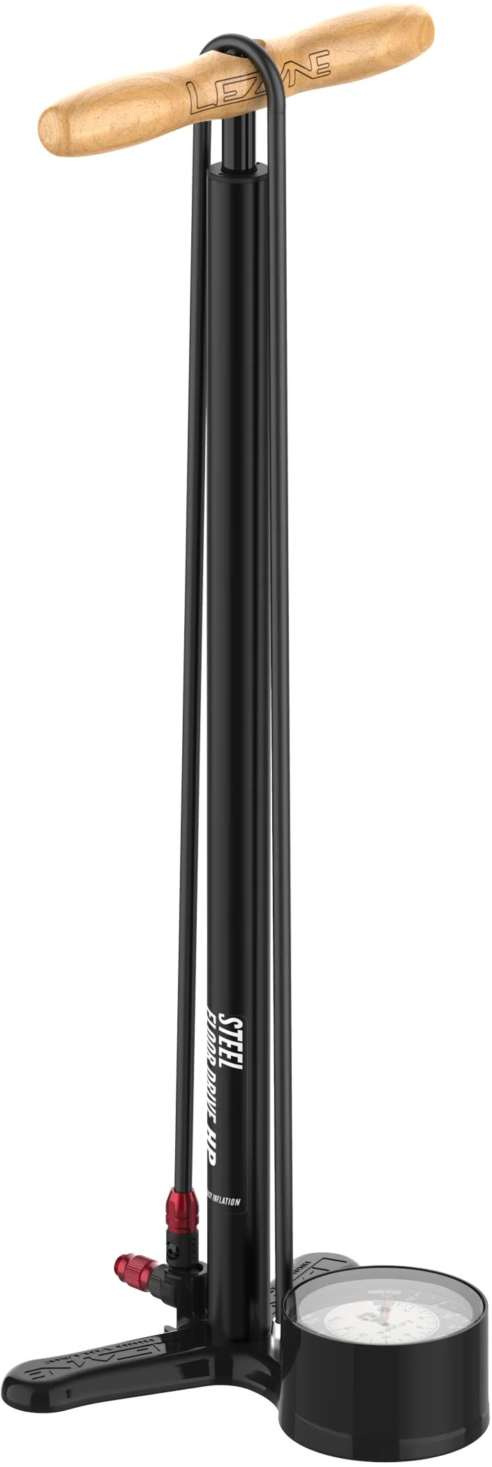 Насос напольный Lezyne STEEL FLOOR DRIVE, манометр 3,5", 220psi, черный матовый фото 
