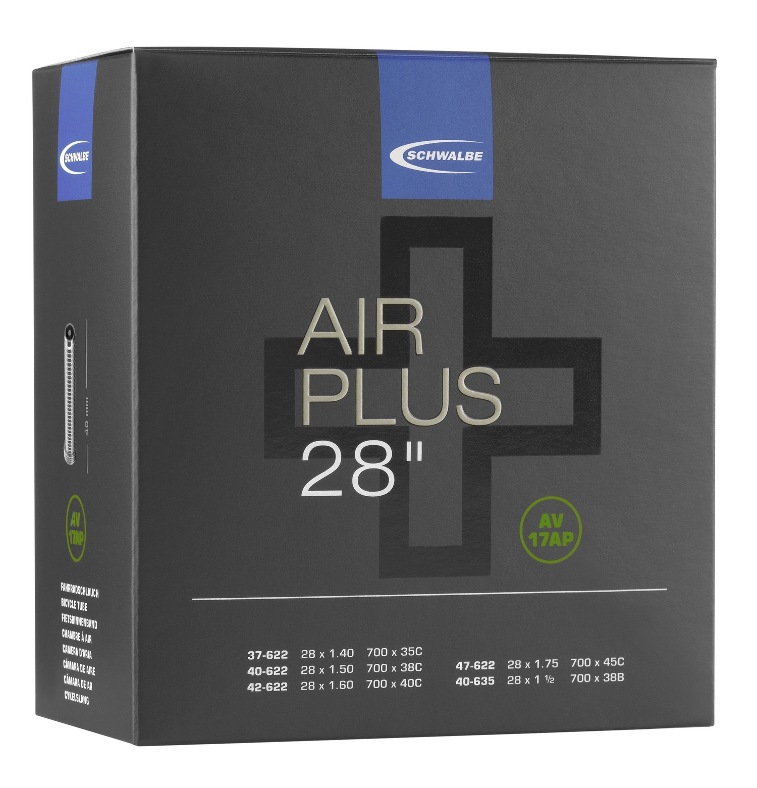 Камера 28" x1.90" (37/47-622/635) Schwalbe AV17AP AIR PLUS IB AGV 40mm фото 