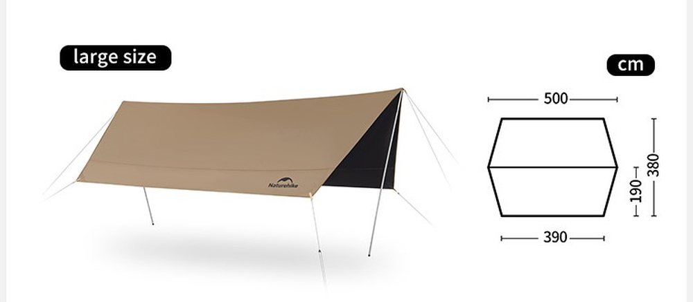 Тент Naturehike CNK2350WS015, 500х380 см, бежевый фото 9