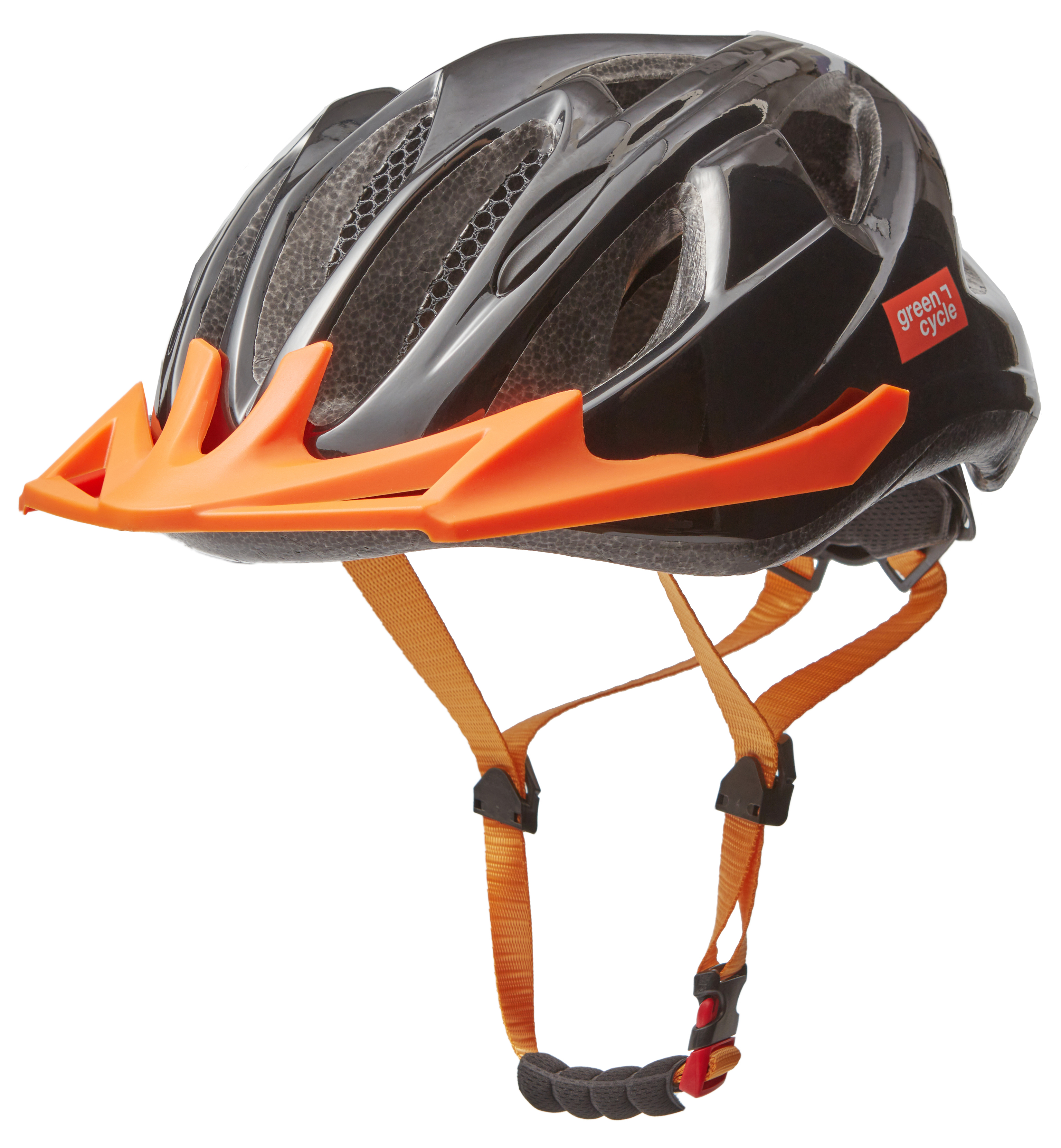 Шлем детский Green Cycle ROWDY размер 50-54см черно-оранжевый лак фото 