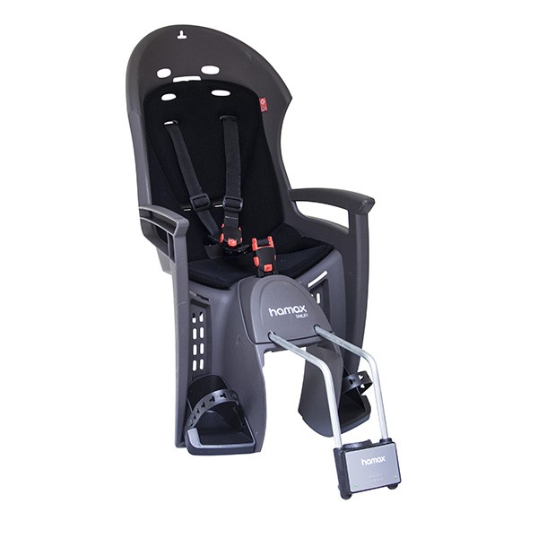 Детское велокресло HAMAX SMILEY GREY W/BLACK PADDING, на подседельную трубу фото 