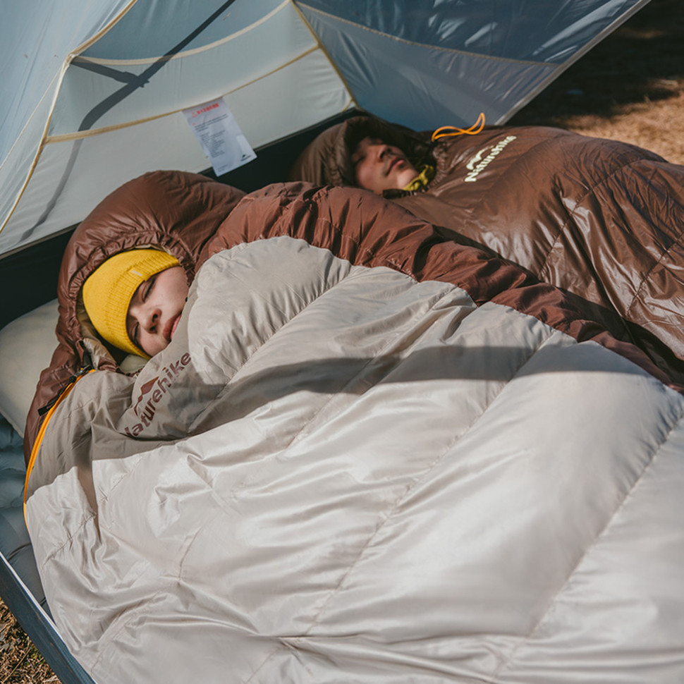 Спальный мешок Naturehike Snowbird CNK2550WS014, пух, размер L, темно-коричневый 400 г фото 4