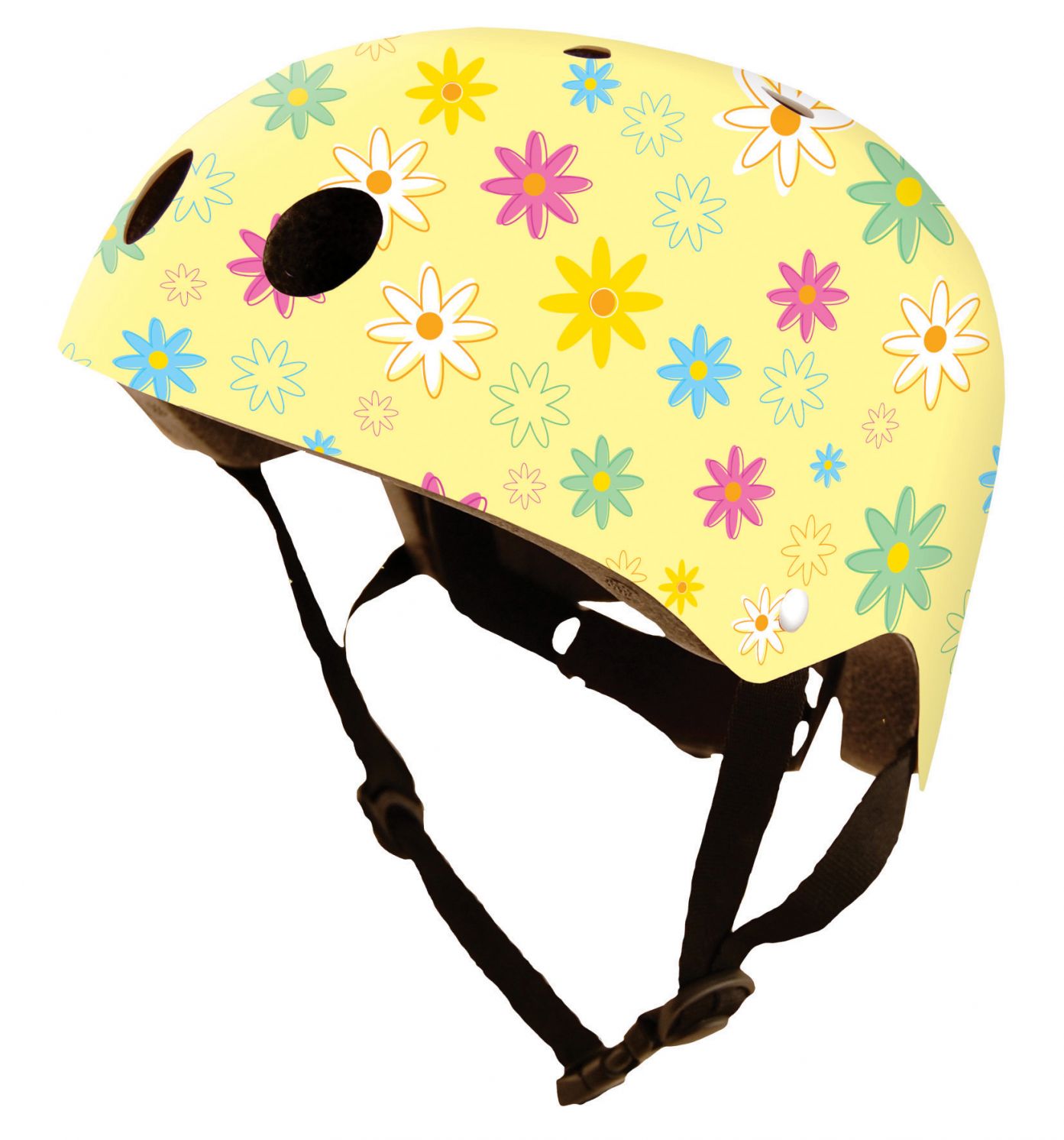 Шлем детский Kiddimoto жёлтый с цветами, размер S 48-53см