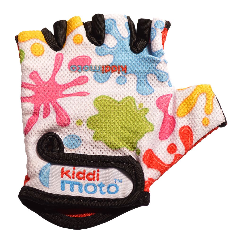 Перчатки детские Kiddimoto цветные кляксы, белые, размер М на возраст 4-7 лет