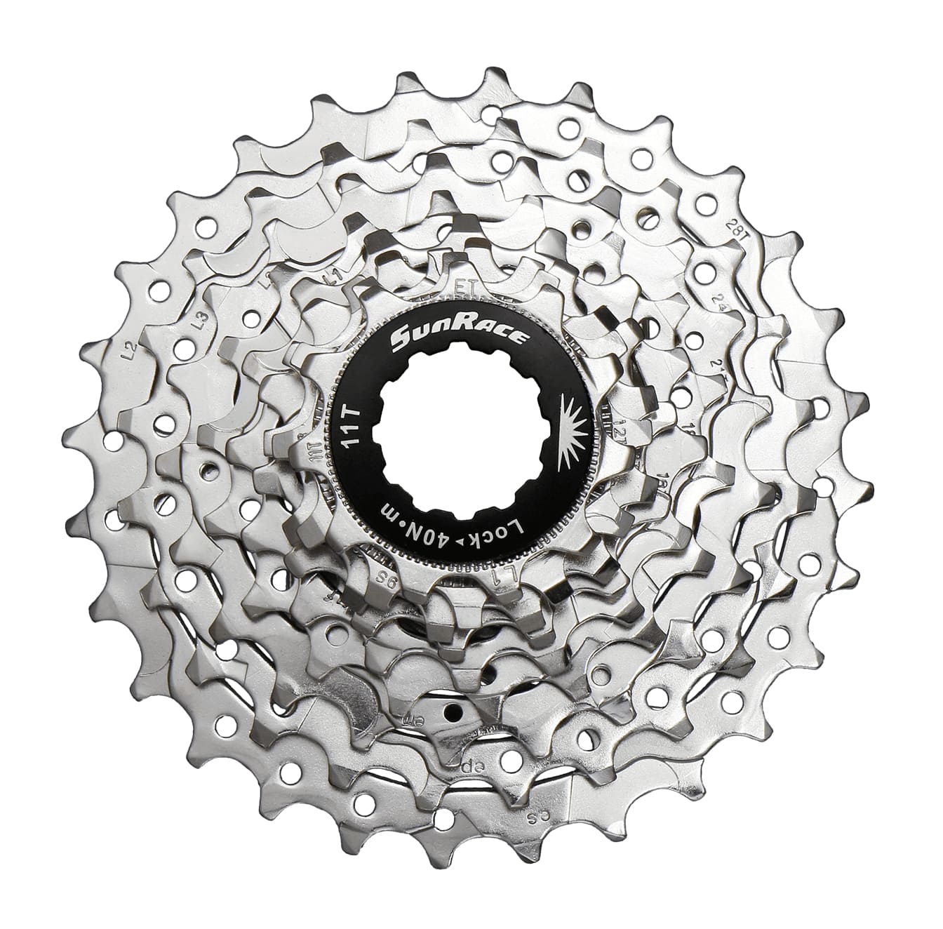 Кассета 9-k 11-28T SUN RACE R91 шоссейная, Nickel фото 