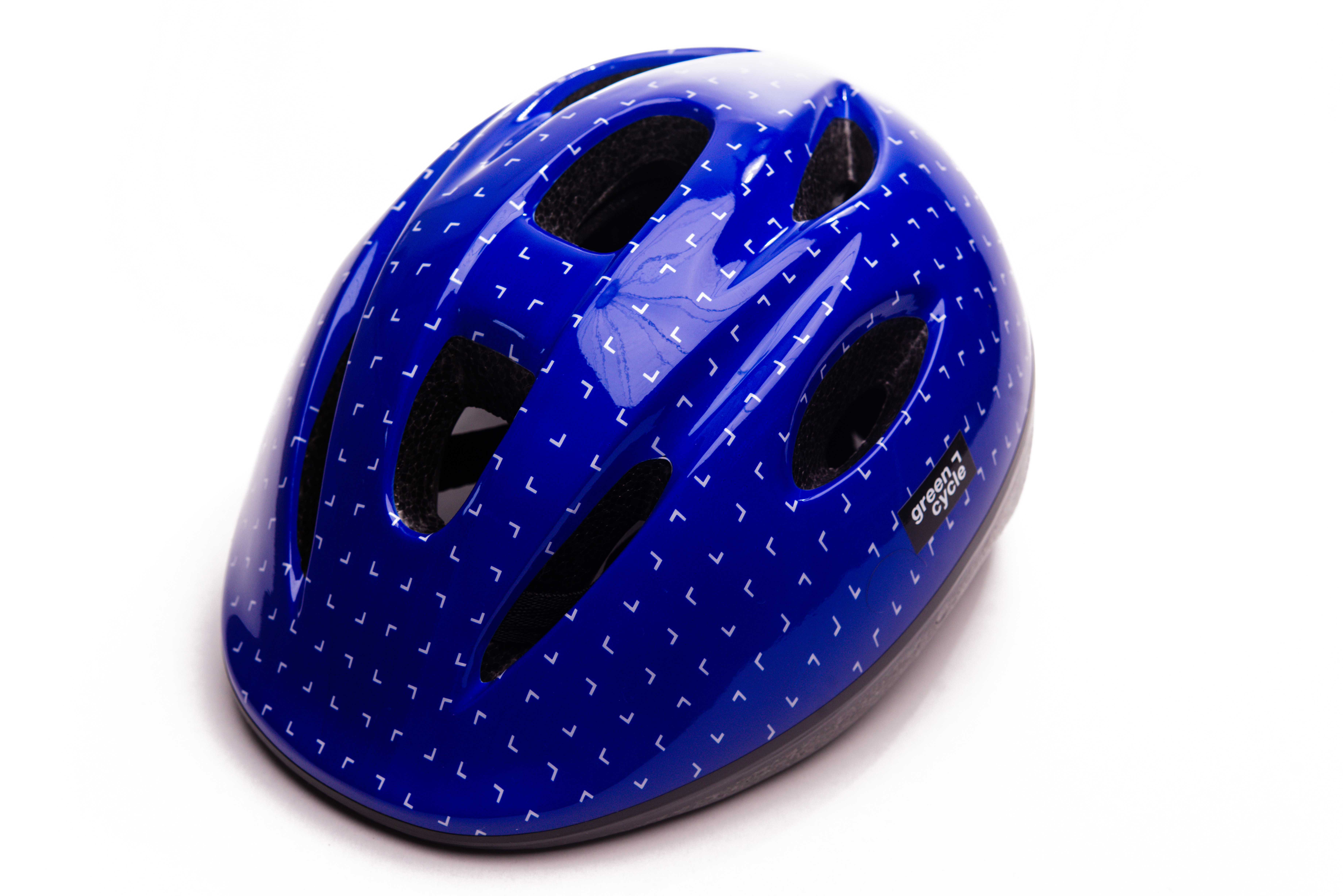Шлем детский Green Cycle FLASH размер 50-54см сине-белый лак фото 