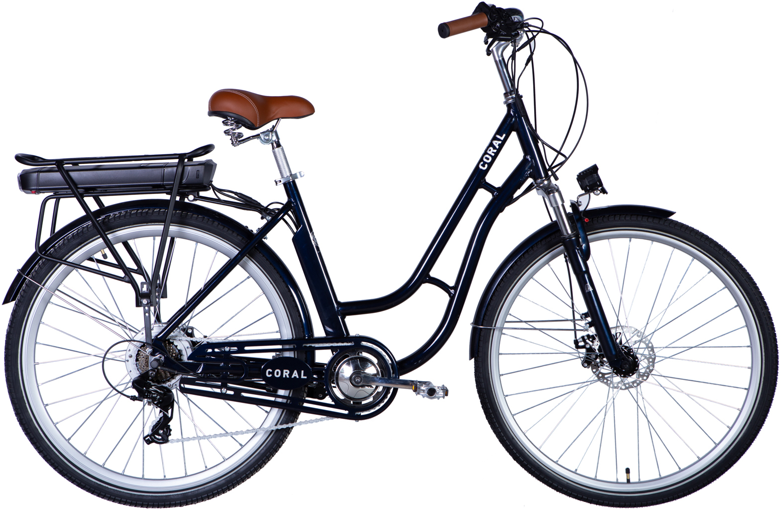 Електровелосипед 28" Dorozhnik eCORAL 500 Вт рама - 19" темно-синій A4 фото 