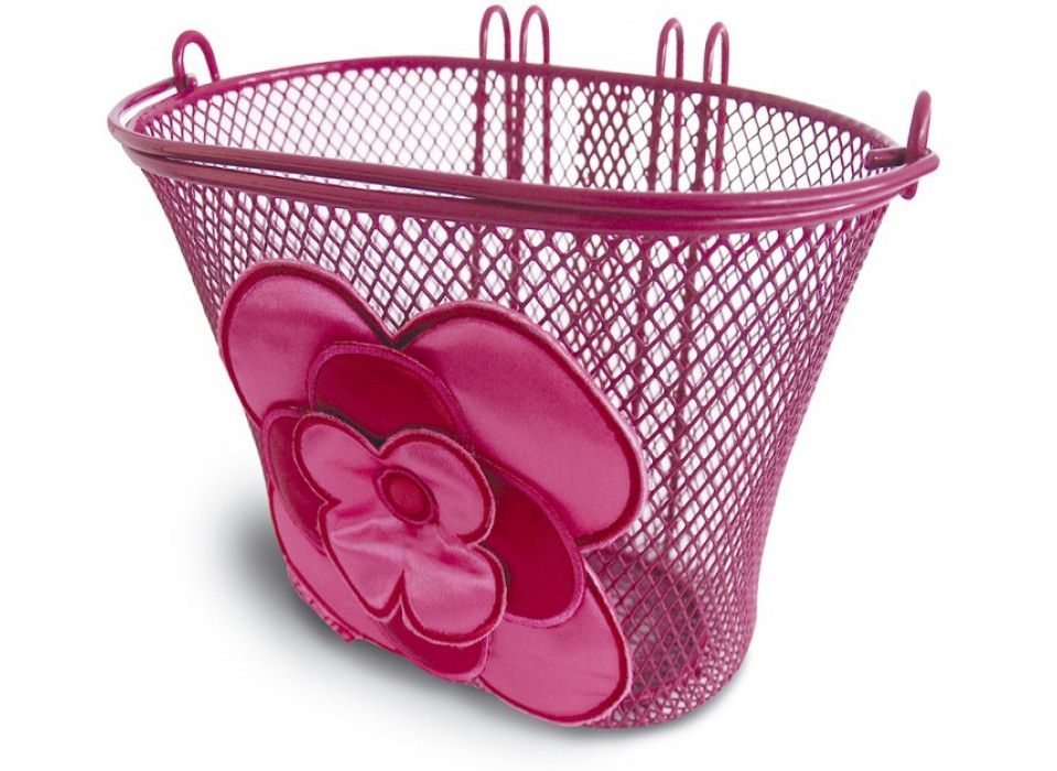 Корзина Basil JASMIN BASKET стальная на руль, для велосипедов 12-20", двойн. крючки, сетка, красн-роз фото 