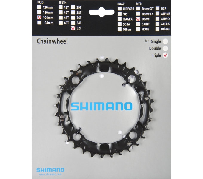 Звезда к шатуну Shimano FC-M448/442, 32T, 3/9-ск., черная фото 