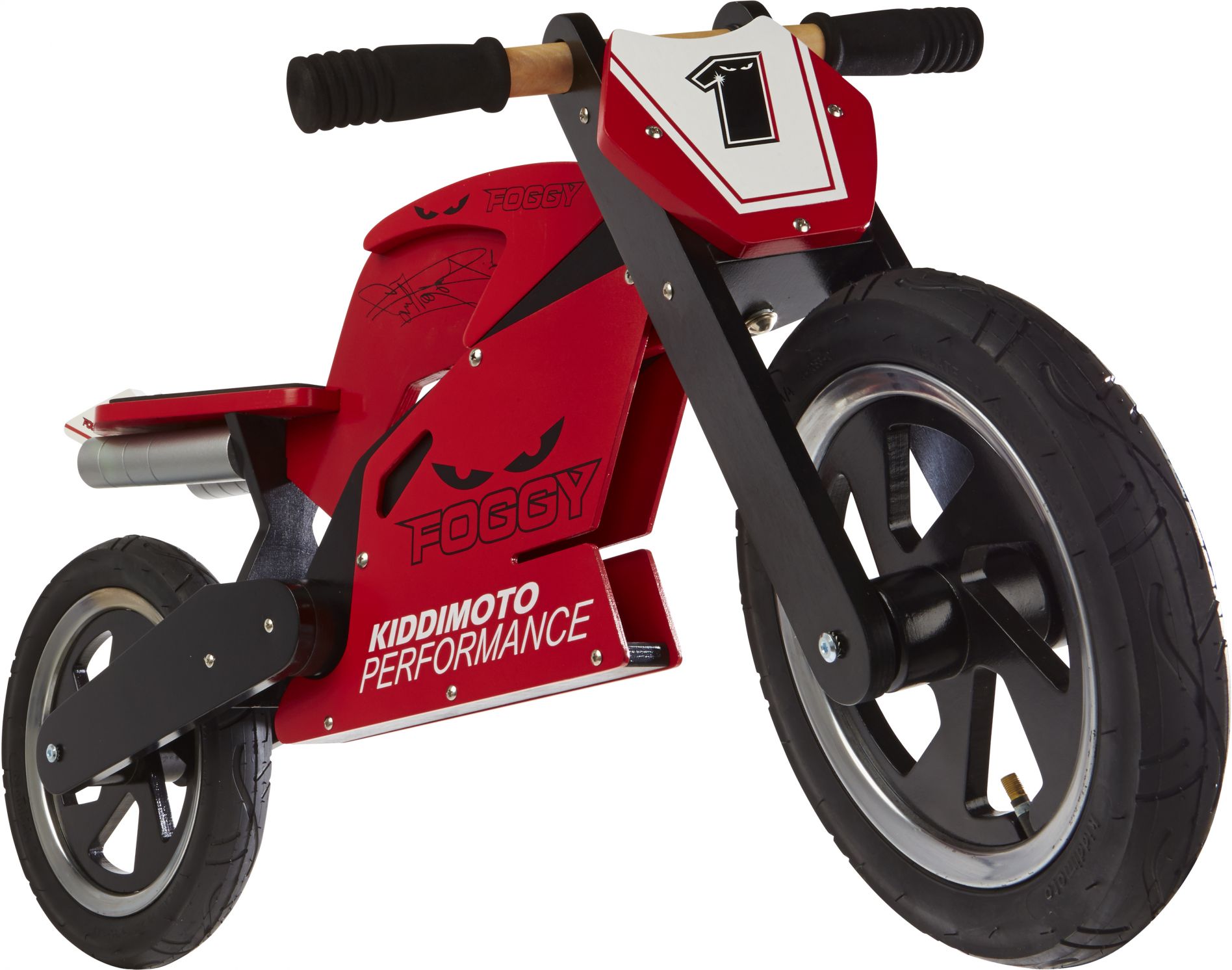 Беговел 12" Kiddimoto Heroes деревянный, с автографом Carl Fogarty фото 