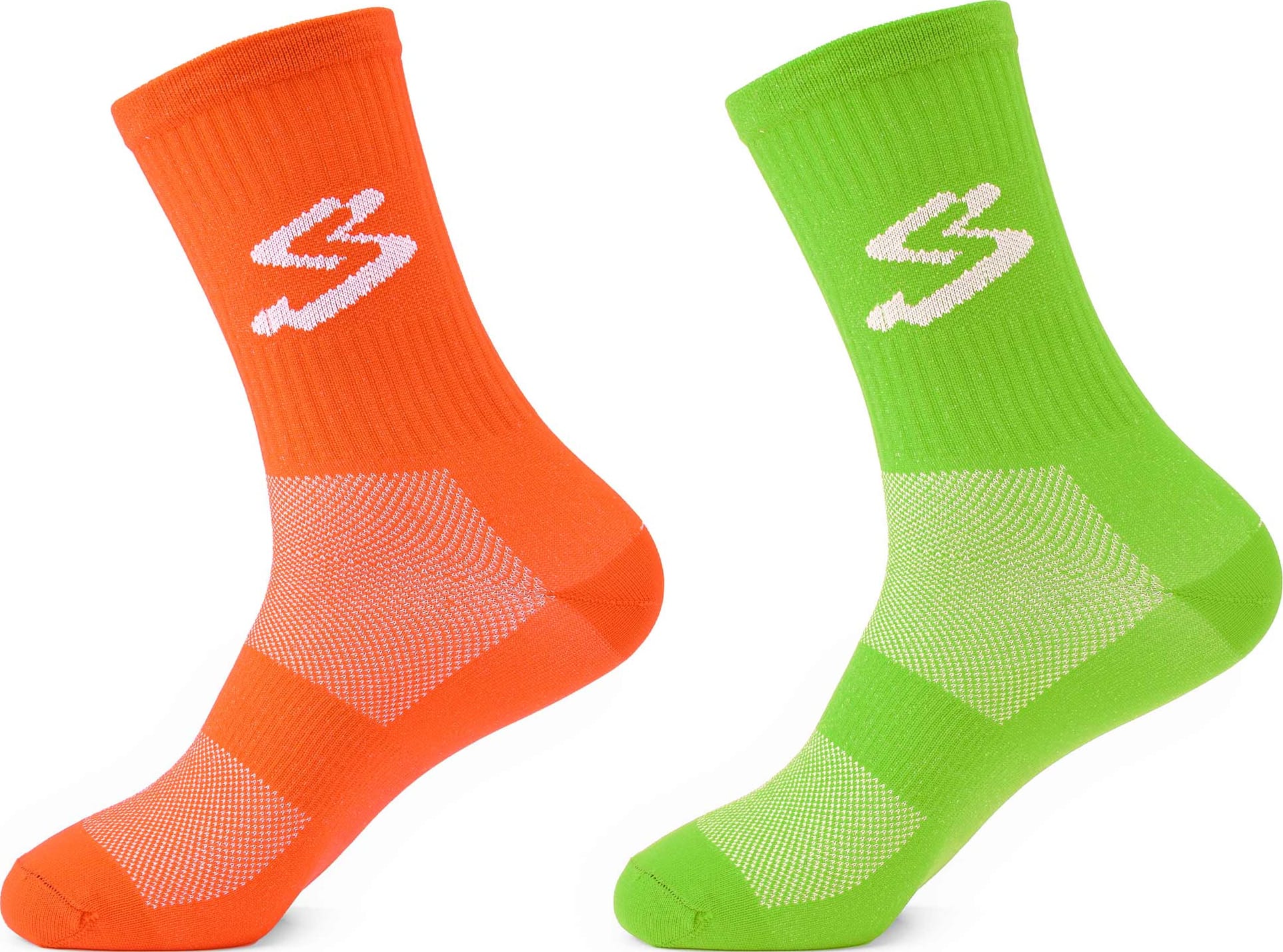 Шкарпетки Spiuk Top Ten Long зелені та помаранчеві р 40-43 (2 пари в упаковці) фото 