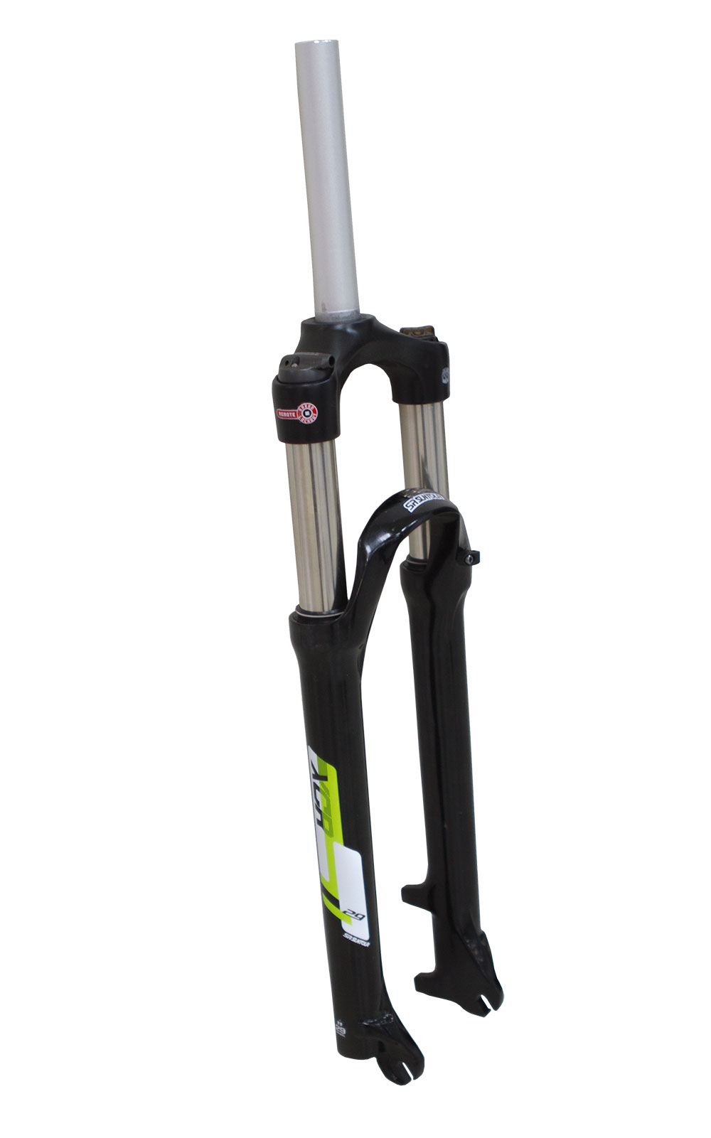 Вилка 29 "Suntour SF14-XCR 32 RL-Coil, 100мм, post mount, манетка локауту з тросом в комплекті, чорна з зеленим фото 