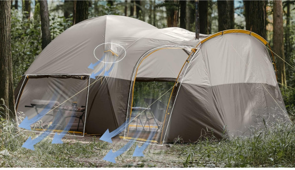Палатка шестиместная Naturehike KOTA 6 CNK2450WS031, светло-коричневая фото 4