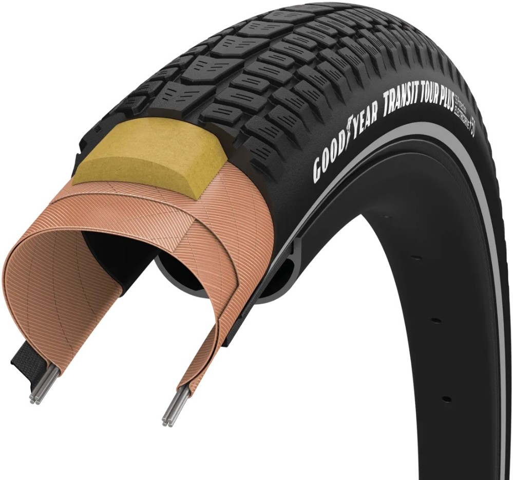 Покрышка 700x40 (40-622) GoodYear Transit Tour Plus S5:Protection, Wire, Black + reflective strips, 60tpi фото 