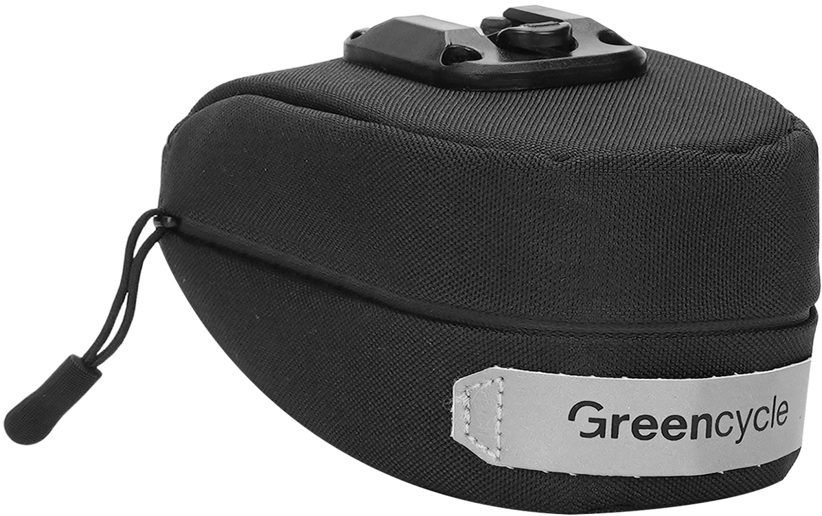 Сумка подседельная Green Cycle Clipo, со светоотражателем, на рейлы, 14,2х8х6,4 см, черный фото 