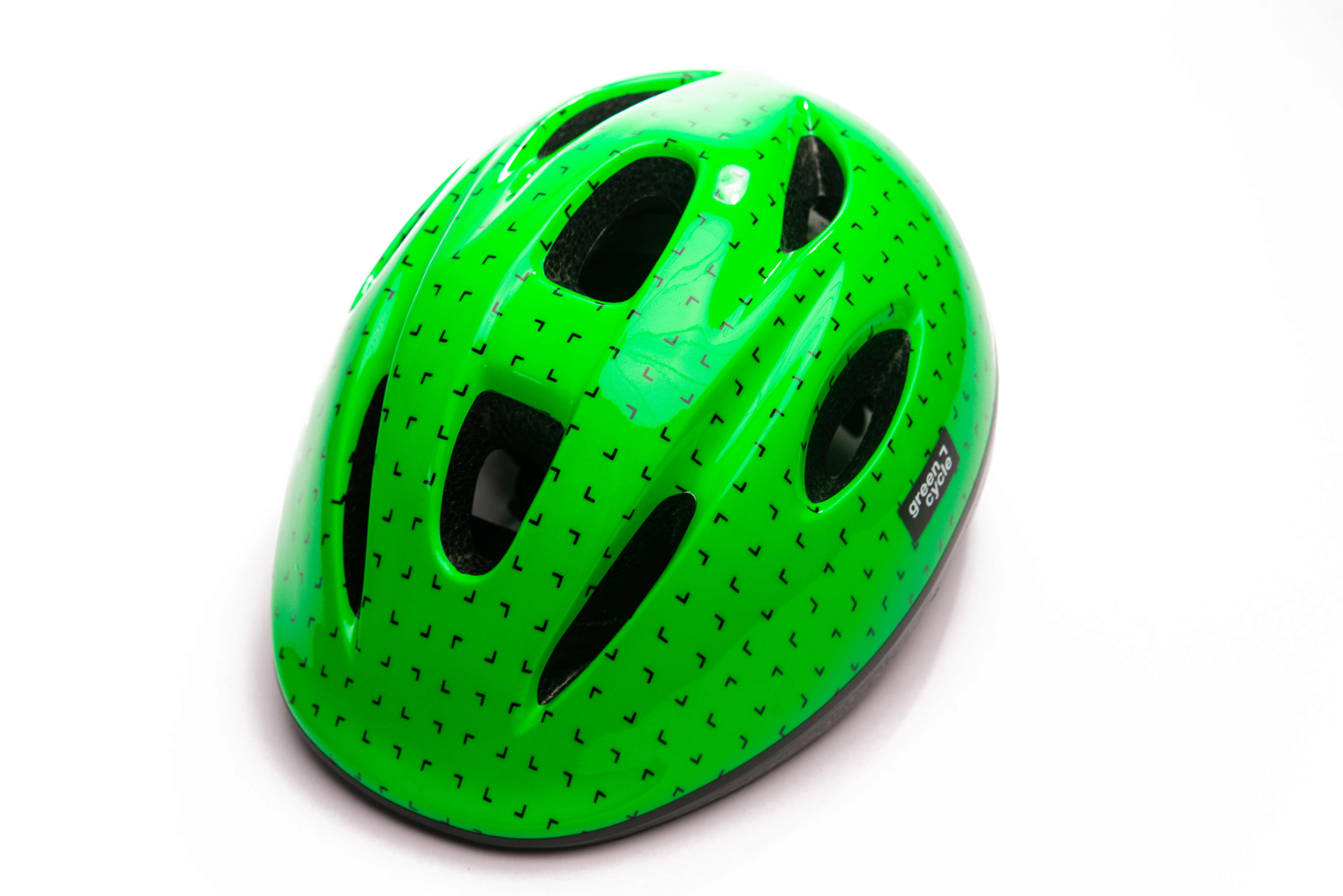 Шолом дитячий Green Cycle FLASH розмір 50-54см зелено-чорний лак фото 