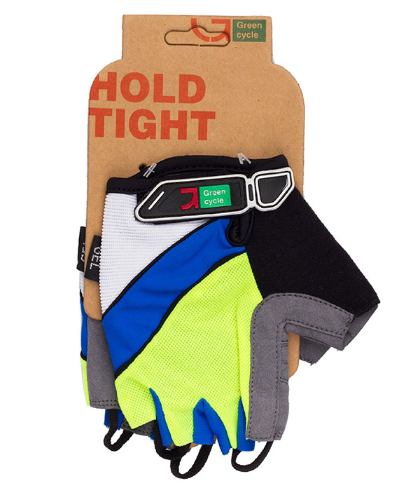Перчатки Green Cycle NC-2505-2015 MTB Gel без пальцев XL зелено-синие фото 