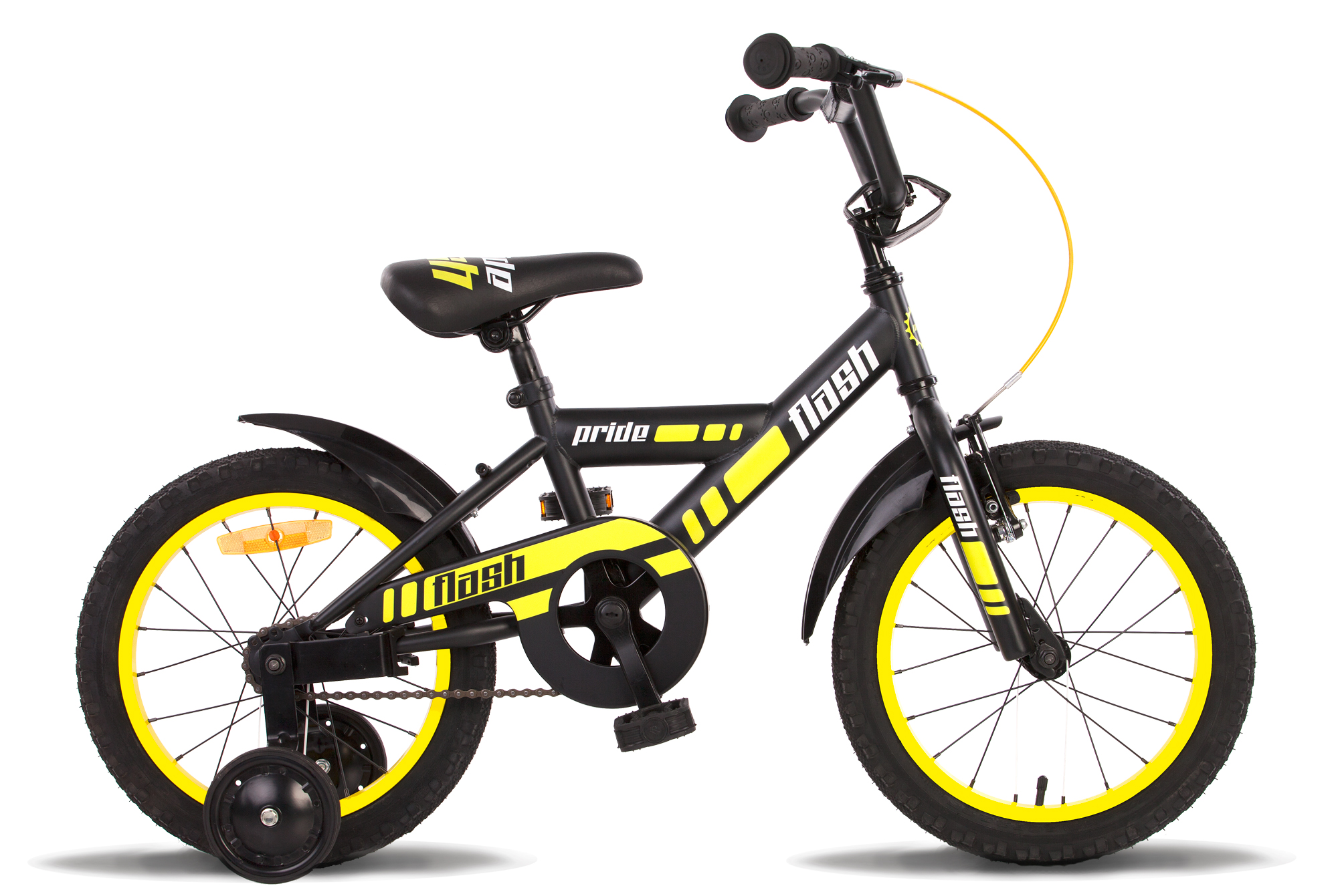 Велосипед 16" Pride FLASH черно-жёлтый матовый 2015 фото 